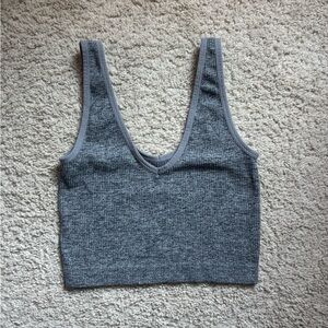 Gray Ribbed Athletic Tank Top